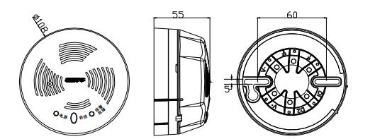 GST-BR001F探测器及底座，示意图